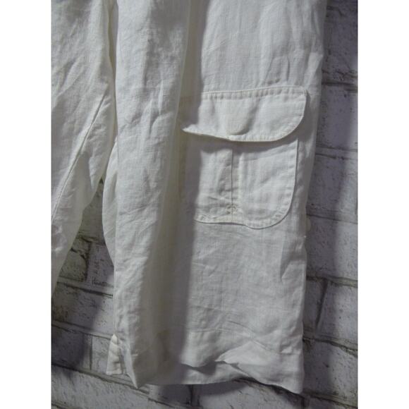 JW Los Angeles Johnny Was White Linen Roll Tab Cargo Shorts XS NEW - Picture 5 of 11